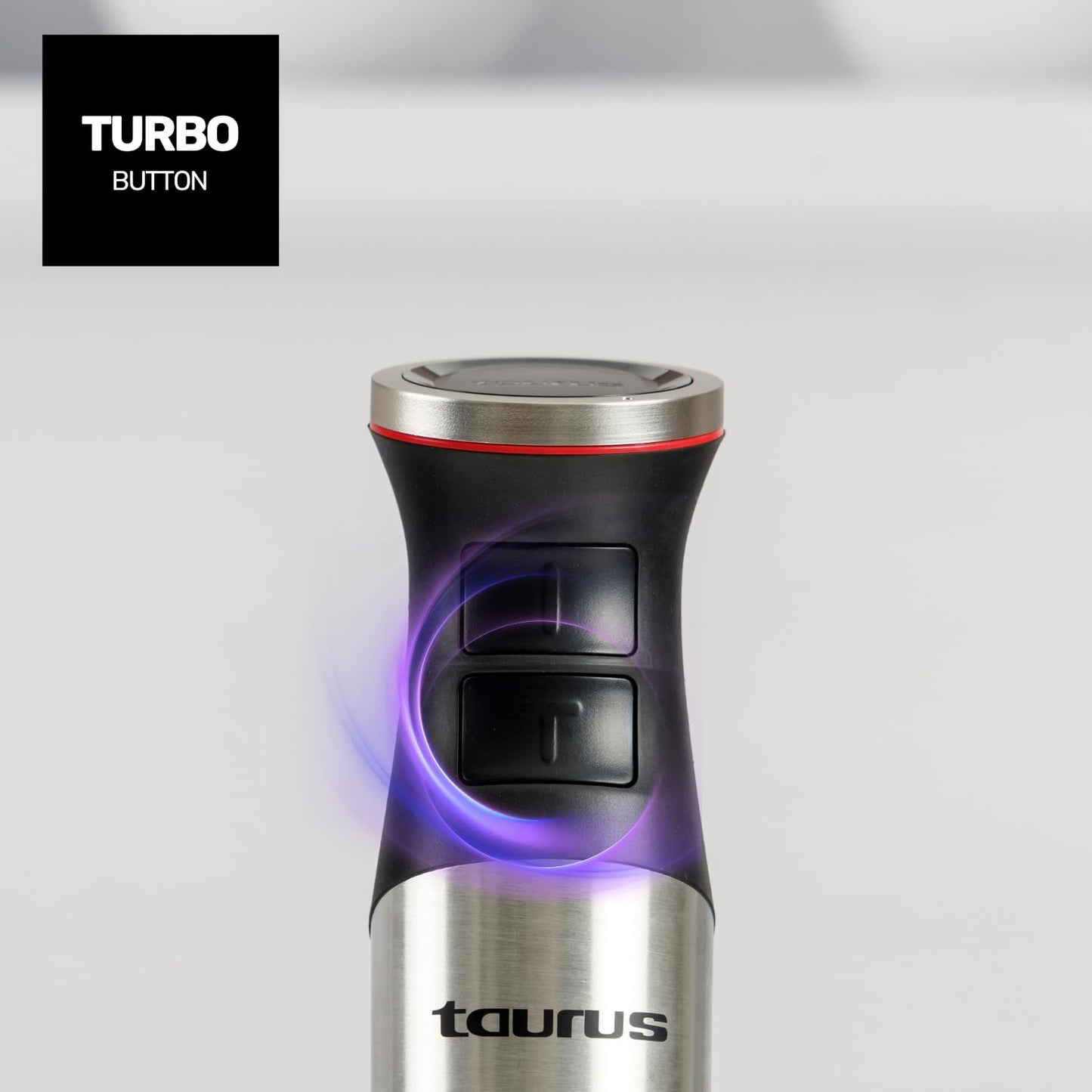 Taurus – Batidora de Mano 1500W | 20 velocidades + TURBO| Cuchillas Inox| Campana Antisalpicaduras| Ergonómica| Libre BPA| Apta Lavavajillas| Pica Hielo