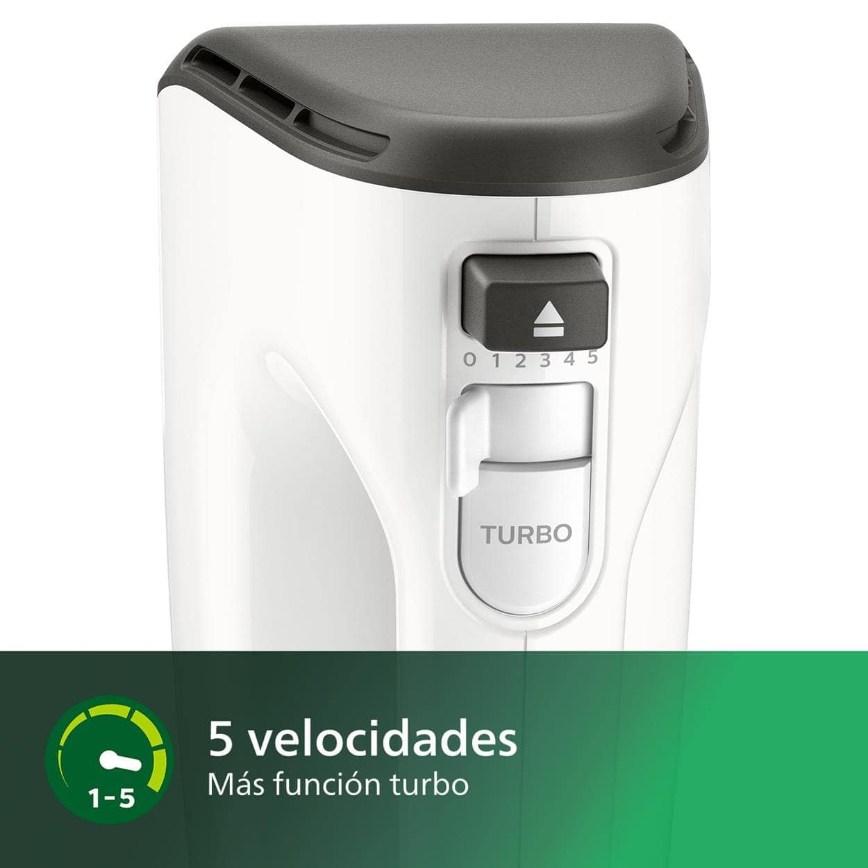 Philips Serie 5000 Batidora - Motor de 450 W, 5 Velocidades y Turbo, Mezcla Fuerte y Eficaz, Vaso de Forma Cónica, Fácil Expulsión, Gris Cachemira (HR3741/00)
