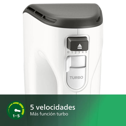 Philips Serie 5000 Batidora - Motor de 450 W, 5 Velocidades y Turbo, Mezcla Fuerte y Eficaz, Vaso de Forma Cónica, Fácil Expulsión, Gris Cachemira (HR3741/00)