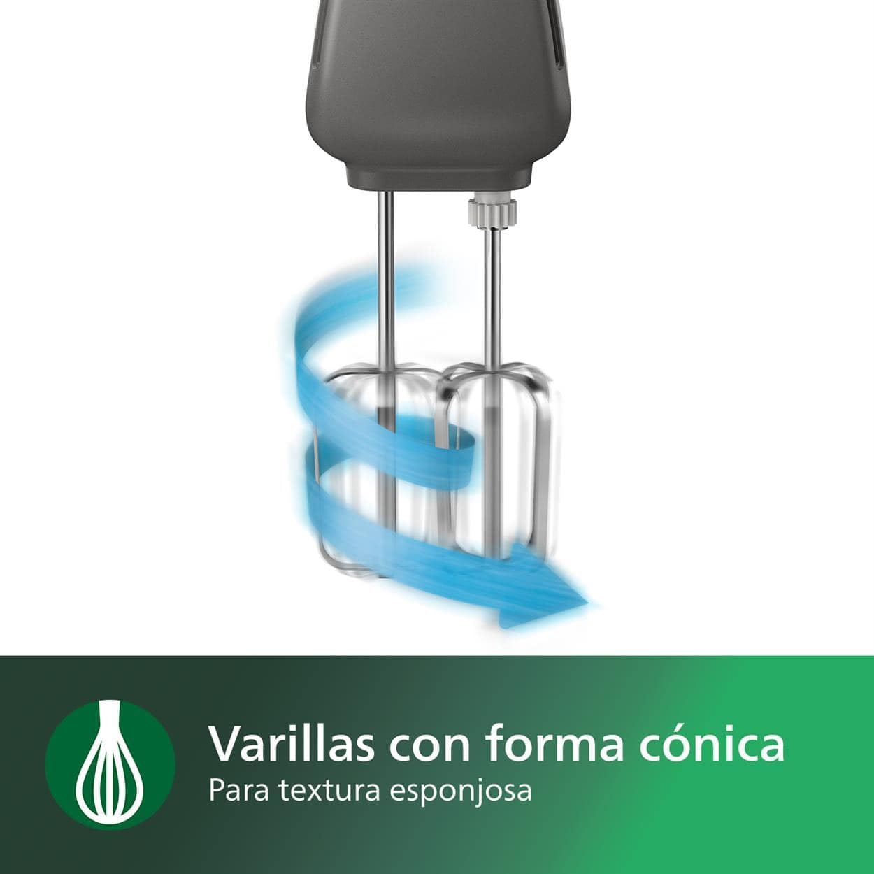 Philips Serie 5000 Batidora - Motor de 450 W, 5 Velocidades y Turbo, Mezcla Fuerte y Eficaz, Vaso de Forma Cónica, Fácil Expulsión, Gris Cachemira (HR3741/00)