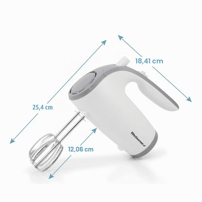 Elite Gourmet EHM-003X Batidora de mano eléctrica ultrapotente de 5 velocidades para la cocina, blanco