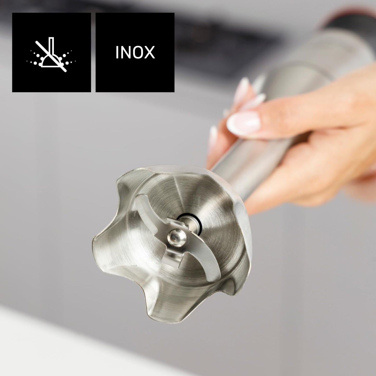 Taurus – Batidora de Mano 1500W | 20 velocidades + TURBO| Cuchillas Inox| Campana Antisalpicaduras| Ergonómica| Libre BPA| Apta Lavavajillas| Pica Hielo