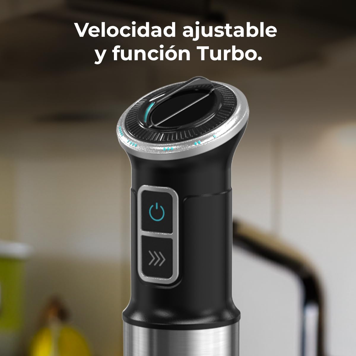 Cecotec Batidora de Mano Power Neutron 1100MAX Pro. 1100W Potencia Máxima, 4 Cuchillas Recubrimiento de Titanio, Velocidad Ajustable, Función Turbo, Pie XL, Vaso 800ml, Picadora y Varilla Montaclaras