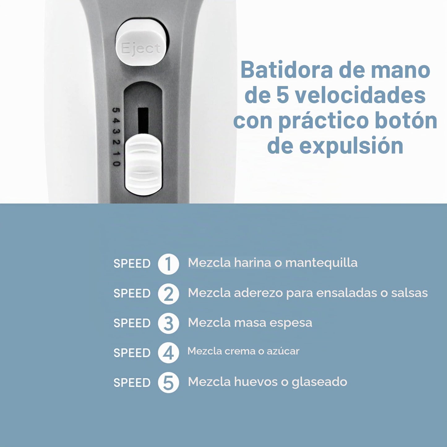 Elite Gourmet EHM-003X Batidora de mano eléctrica ultrapotente de 5 velocidades para la cocina, blanco