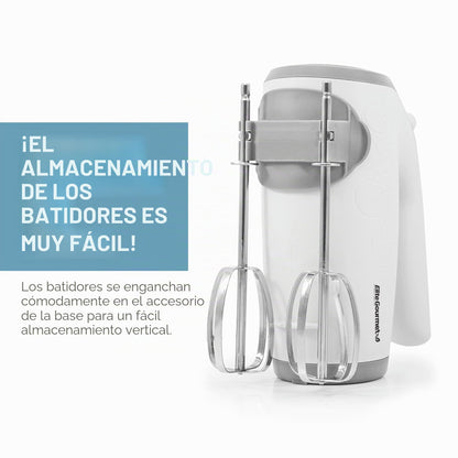 Elite Gourmet EHM-003X Batidora de mano eléctrica ultrapotente de 5 velocidades para la cocina, blanco