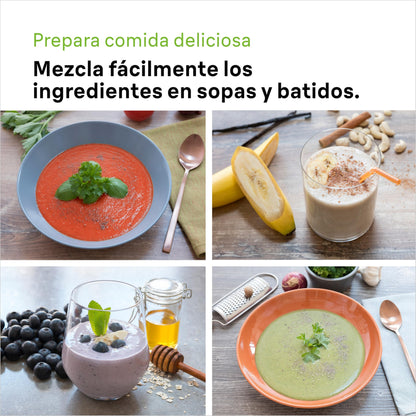 Braun Minipimer MultiQuick 5 - Batidora de mano para sopas, batidos y papillas para bebé, 21 velocidades, control de precisión, brazo de acero inoxidable, vaso medidor, 1000W, blanco (MQ50001M)